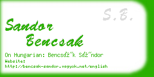 sandor bencsak business card